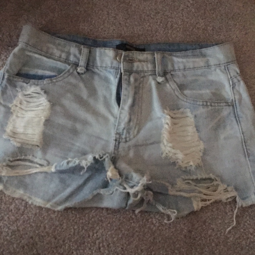 Ripped jean shorts